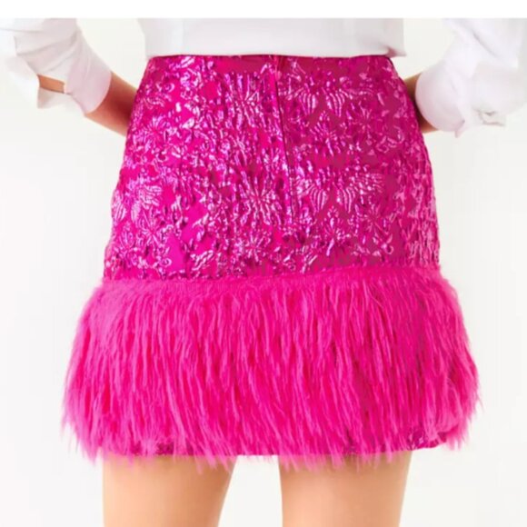 NEW Lilly Pulitzer Charmain Mini Skirt- Passion Fruit Pink Petal Party Metallic - Picture 4 of 16